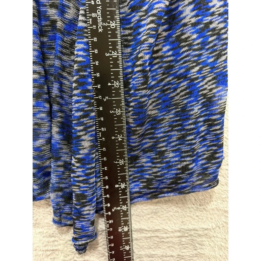 Free People Womens XS Blue‎ Black Space Dye Draped Layered Knit Square Neck Top